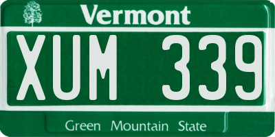 VT license plate XUM339