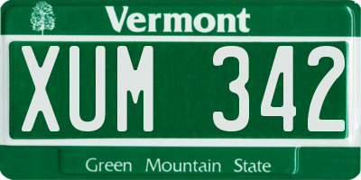 VT license plate XUM342