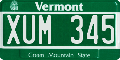 VT license plate XUM345