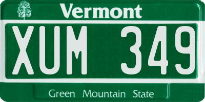VT license plate XUM349