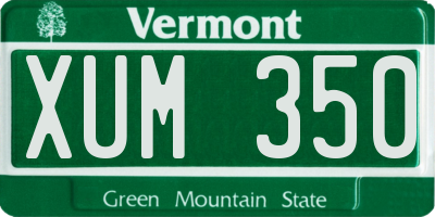 VT license plate XUM350