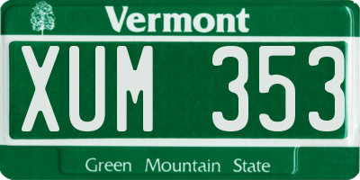 VT license plate XUM353