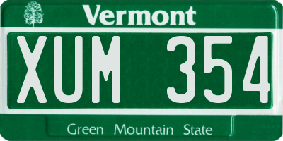 VT license plate XUM354
