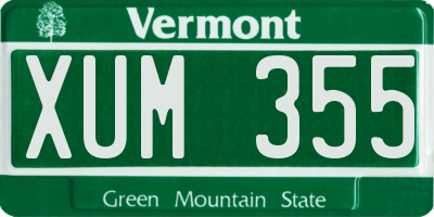 VT license plate XUM355