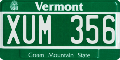 VT license plate XUM356