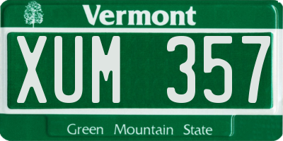 VT license plate XUM357