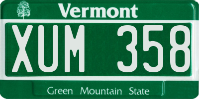 VT license plate XUM358