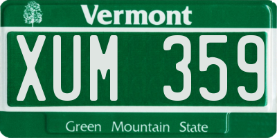 VT license plate XUM359