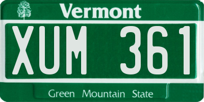 VT license plate XUM361