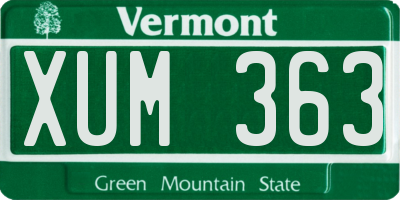 VT license plate XUM363