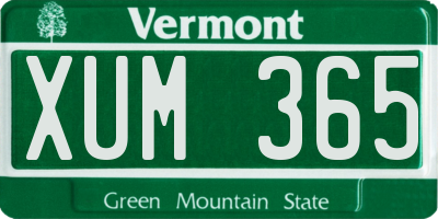VT license plate XUM365