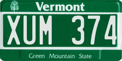 VT license plate XUM374