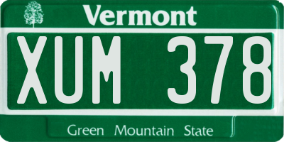 VT license plate XUM378