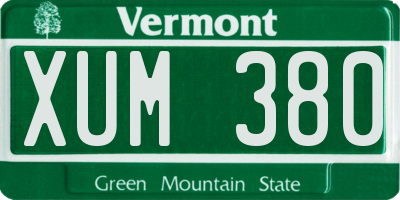 VT license plate XUM380
