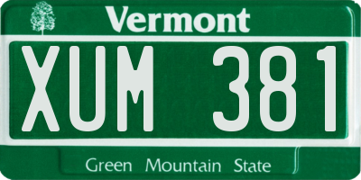 VT license plate XUM381