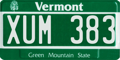 VT license plate XUM383