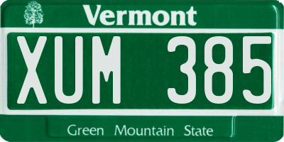 VT license plate XUM385