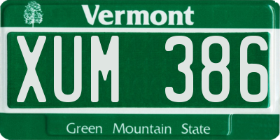 VT license plate XUM386