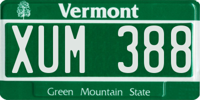 VT license plate XUM388