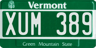 VT license plate XUM389
