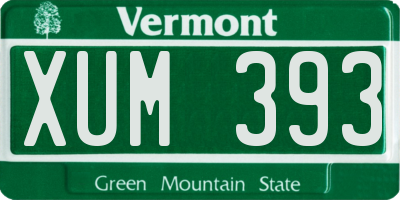 VT license plate XUM393