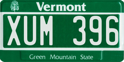 VT license plate XUM396