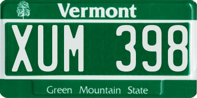 VT license plate XUM398