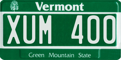 VT license plate XUM400