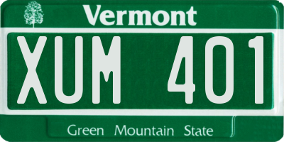 VT license plate XUM401