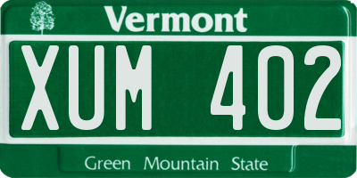 VT license plate XUM402