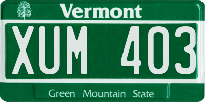 VT license plate XUM403