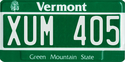 VT license plate XUM405