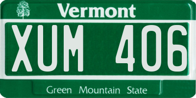 VT license plate XUM406
