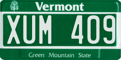 VT license plate XUM409