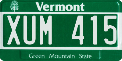 VT license plate XUM415