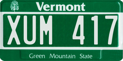 VT license plate XUM417