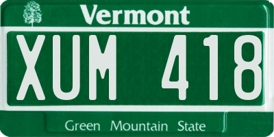 VT license plate XUM418