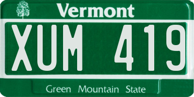 VT license plate XUM419