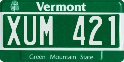 VT license plate XUM421