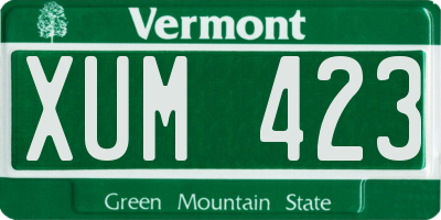 VT license plate XUM423