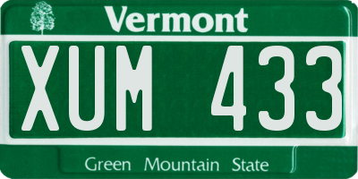 VT license plate XUM433