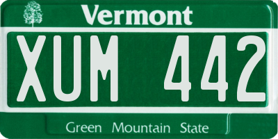 VT license plate XUM442