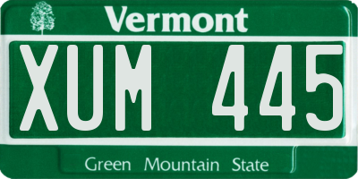 VT license plate XUM445