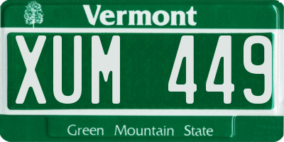 VT license plate XUM449