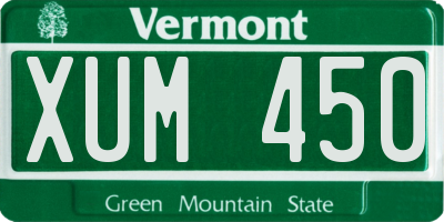 VT license plate XUM450