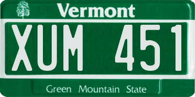VT license plate XUM451