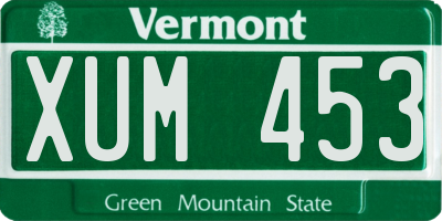 VT license plate XUM453