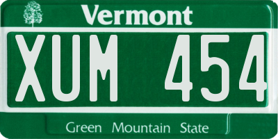 VT license plate XUM454