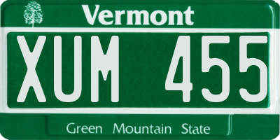 VT license plate XUM455