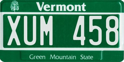 VT license plate XUM458